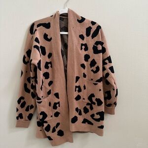 Leopard Print Open Front Cardigan